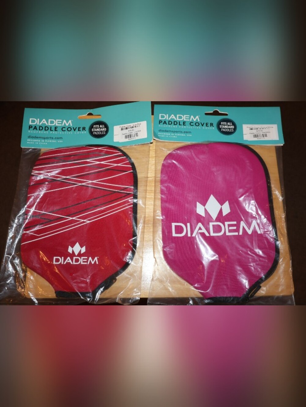 Set Of 2 Diadem Pickleball Paddle Covers - Red and Pink. NWT.